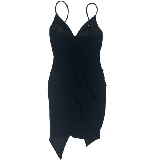 Trac size small all black strapped asymmetrical v wrapped homecoming mini dress - Picture 3 of 6